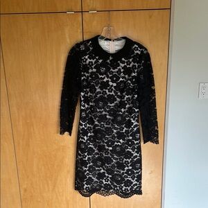 Ted Baker Black and light pink Sheath Dress with Long Sleeves